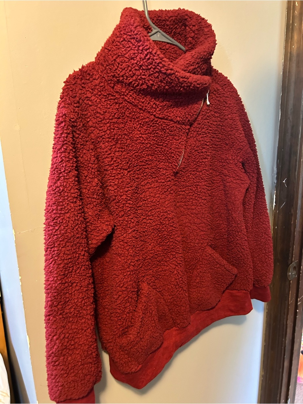 NWOT Cozy Red Sherpa Pullover Sweater Large